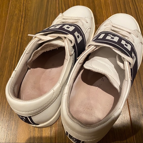 White Sneaker with Wide Navy Band - Picture 6 of 11